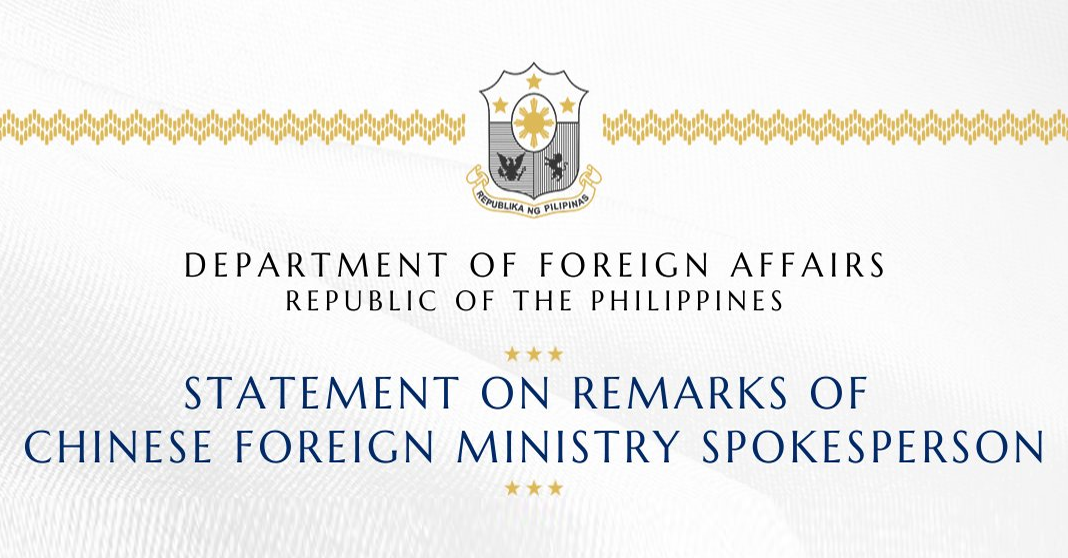 DFA Responds to Chinese Foreign Ministry Remarks on West Philippine Sea