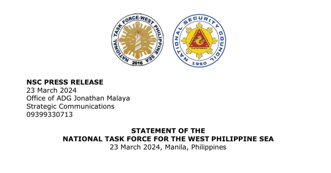 Statement of the National Task Force for the West Philippine Sea | 23 March 2024