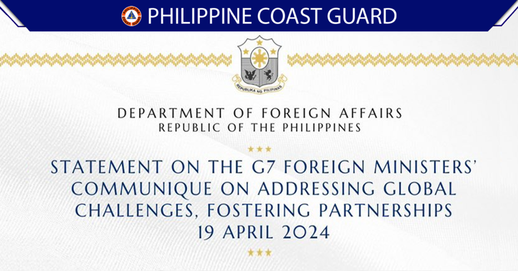 Philippines Welcomes G7 Support, Rejects China’s Actions