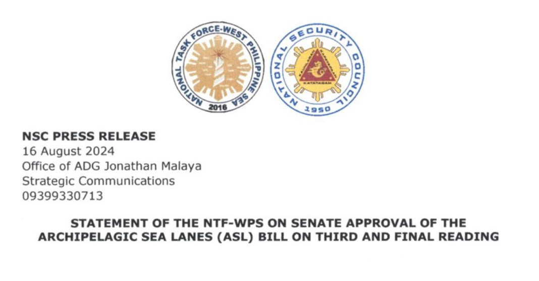NTF-WPS Welcomes Senate Approval of Archipelagic Sea Lanes Bill on Final Reading