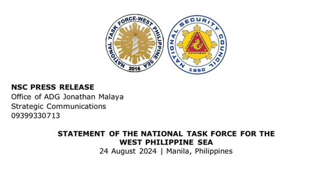 NTF-WPS Condemns PRC’s Deployment of Flares Targeting BFAR Aircraft Near Pag-asa Island