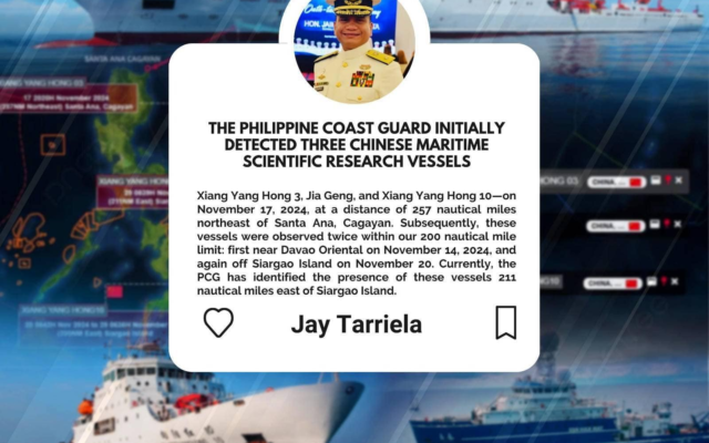 PCG Monitors Chinese Research Vessels Near Philippine EEZ