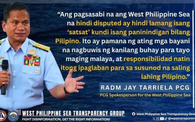 Radm Tarriela Reaffirms Philippines’ Sovereign Rights in the West Philippine Sea
