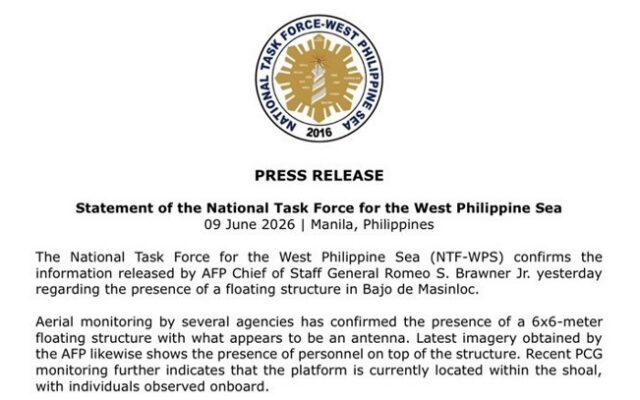 Statement of the National Task Force for the West Philippine Sea 09 June 2026 | Manila, Philippines