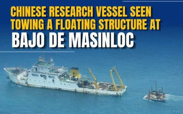 Chinese Research Vessel Seen Towing a Floating Structure at Bajo de Masinloc