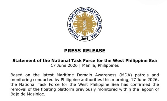 Statement of the National Task Force for the West Philippine Sea 17 June 2026 | Manila, Philippines