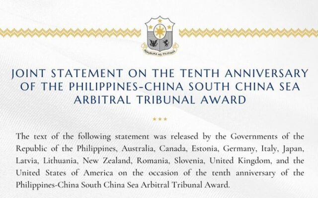 Joint Statement on the Tenth Anniversary of the Philippines–China South China Sea Arbitral Tribunal Award