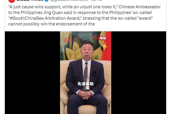 A just cause draws support. The Honorable Chinese Ambassador knows this well!