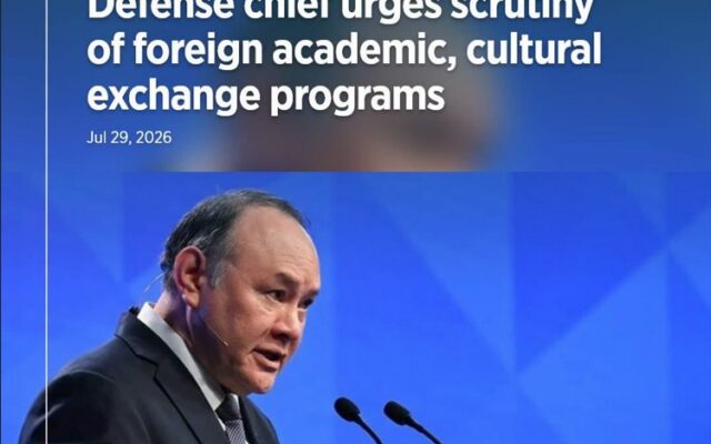 I fully support Secretary of National Defense Gilberto Teodoro Jr.’s call for greater scrutiny of foreign academic and cultural exchange programs operating in the Philippines.