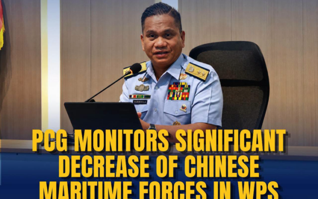 PCG Monitors Significant Decrease of Chinese Maritime Forces in WPS