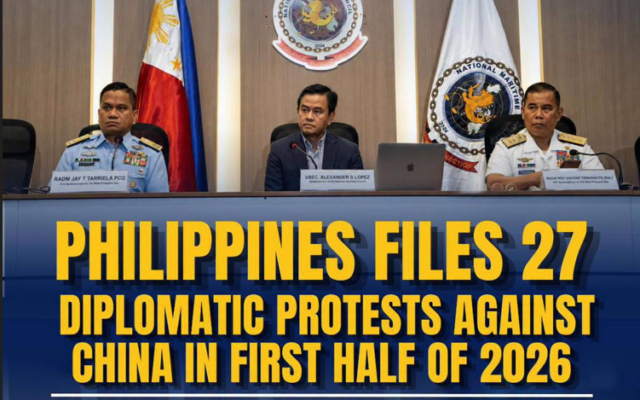 Philippines Files 27 Diplomatic Protests Against China in First Half of 2026