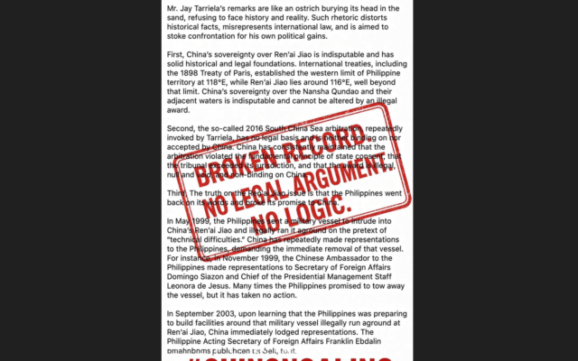 The Chinese Embassy’s statements, issued under the direct supervision of Ambassador Jing Quan, sound like a broken record. Repetitive, offering nothing new, yet never tiring of the replay — defying logic, legal argument, and at times even common sense.