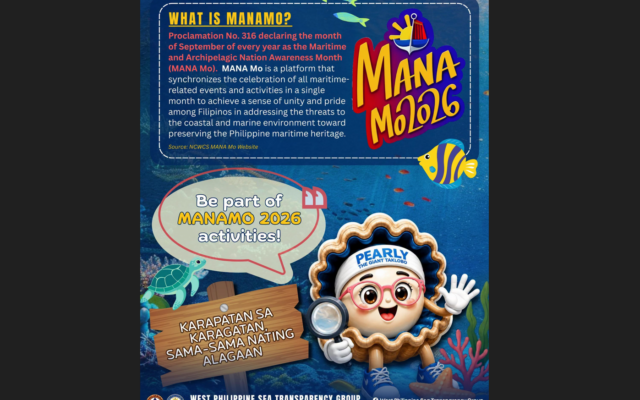 Join Pearly, The Giant Taklobo as we celebrate Maritime and Archipelagic National Awareness Month (MANAMO 2026)!
