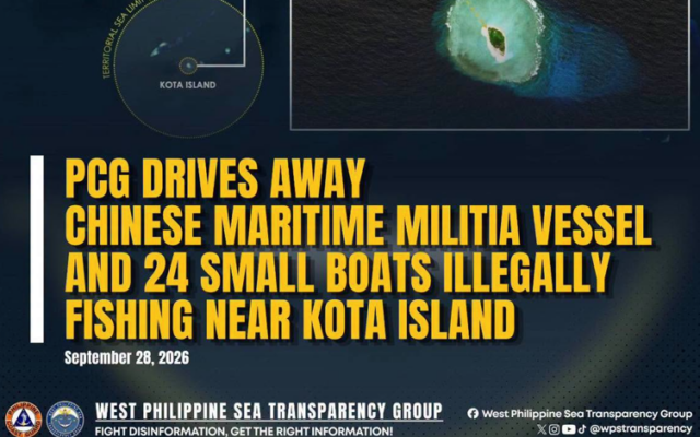 PCG Drives Away Chinese Maritime Militia Vessel and 24 Small Boats Illegally Fishing Near Kota Island