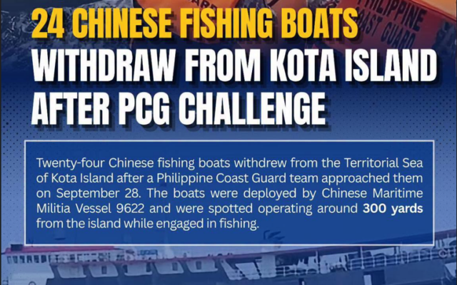 24 Chinese Fishing Boats Withdraw from Kota Island After PCG Challenge